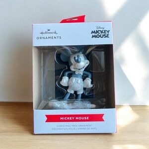 NEW Hallmark Disney Mickey Mouse Christmas Tree Ornament Silver Glitter Shimmer